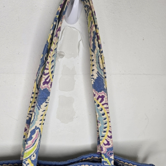 Vintage 00s Vera Bradley Capri Blue Paisley Tote Purse Shoulder Villager Medium - Picture 4 of 10